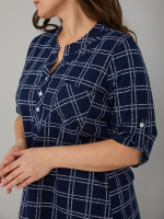 Блузка БЛ-131/синяя-клеткабуквы