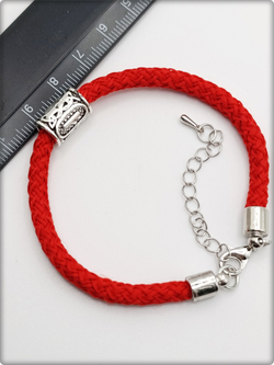 Браслет "Руна Феху" (18см) красный текстиль.