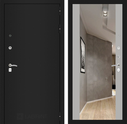 Входная металлическая дверь Лабиринт Classic (Классик) шагрень черная с Зеркалом Максимум - Софт Грей