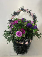 Корзина ритуальная Лиловые розы