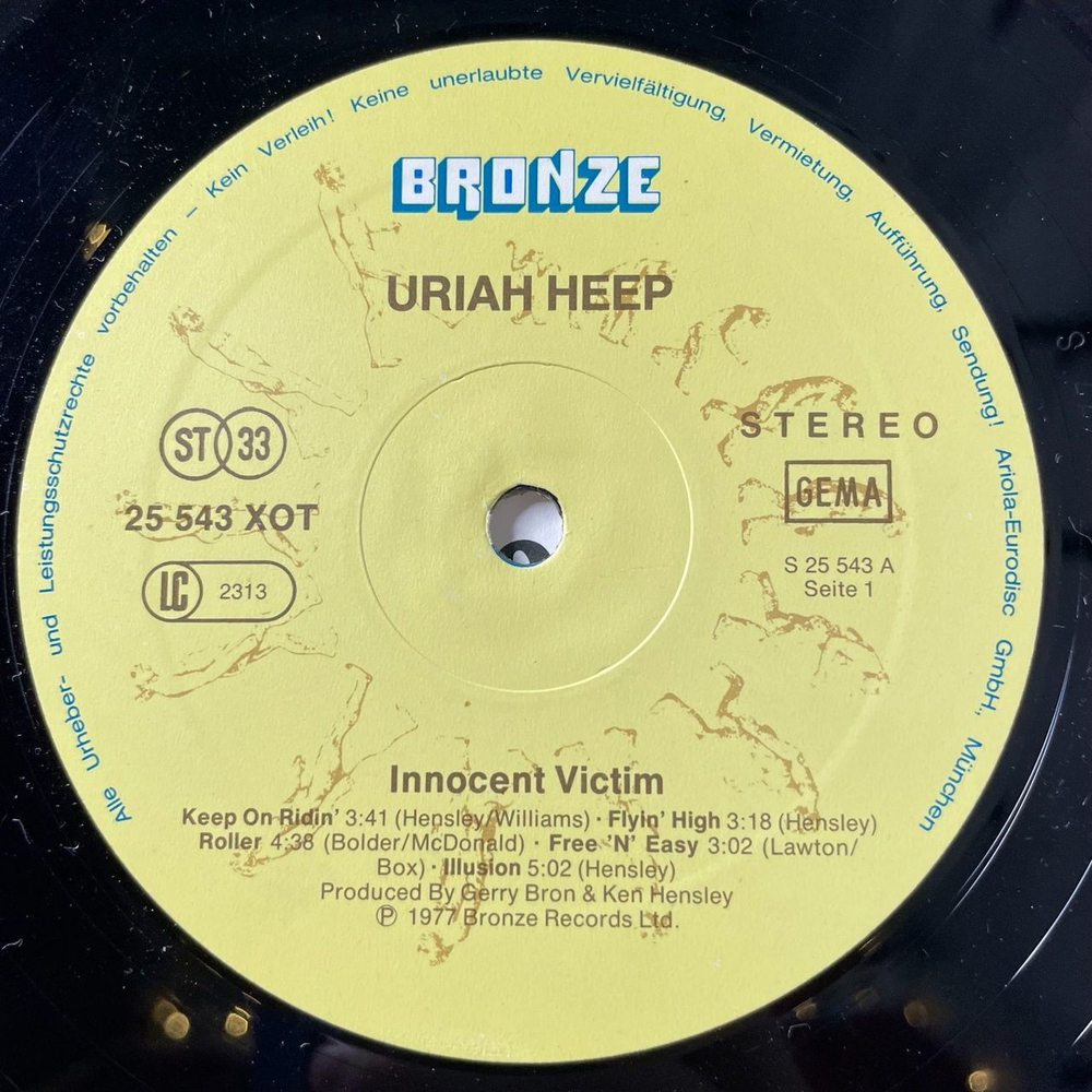 Винтажная виниловая пластинка LP Uriah Heep Innocent Victim (Germany 1977) Illusion