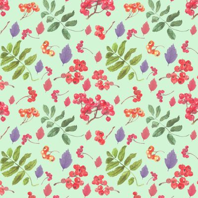 Рябина и листья. Больше красного.