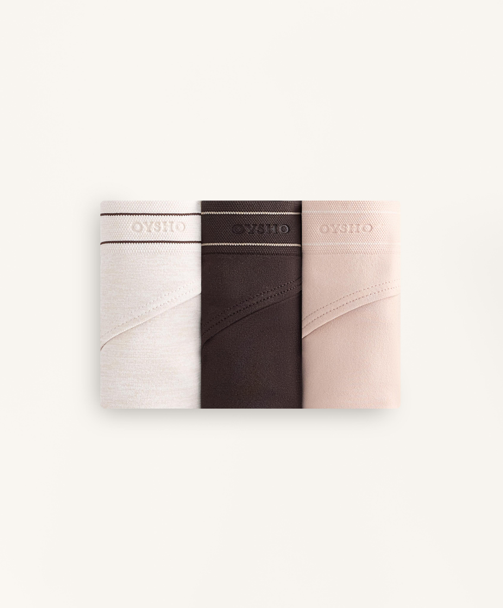 OYSHO Набор из 3 бесшовных классических трусов, шоколадный