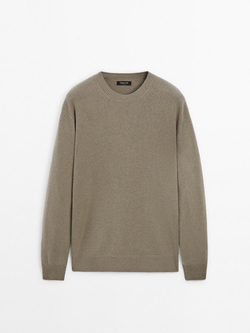 Massimo Dutti Свитер из смесовой шерсти с круглым вырезом, серый