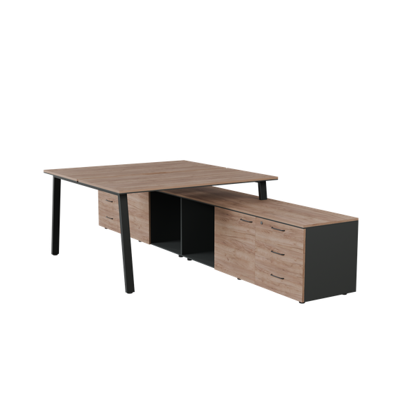 Бенч-система на опорной тумбе на А-каркасе правая 2 PREGO OFFICE 1600*3200/1635*750 ПОБСОТ-16.16АП