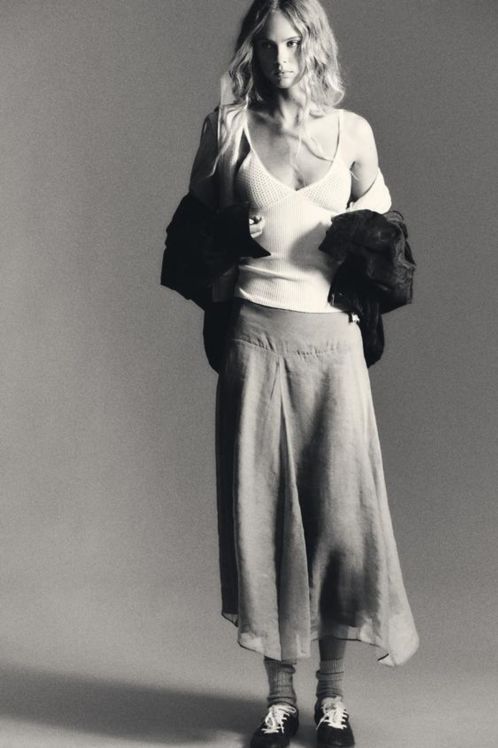 ZARA ЮБКА МИДИ ДВУХСЛОЙНАЯ, СЕРО-КОРИЧНЕВЫЙ