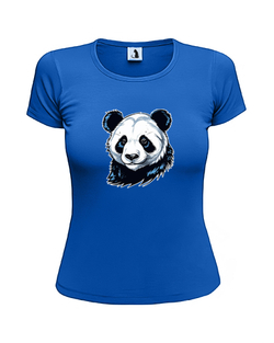 Футболка Панда женская приталенная синяя