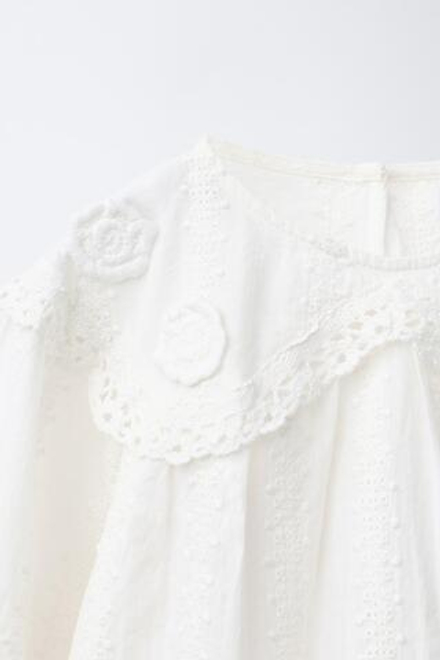 ZARA РУБАШКА В РОМАНТИЧЕСКОМ СТИЛЕ С ВЫШИВКОЙ», ЭКРЮ