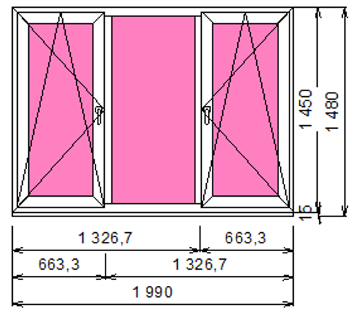 Пластиковое окно 1450 х 1990 ТермА Эко