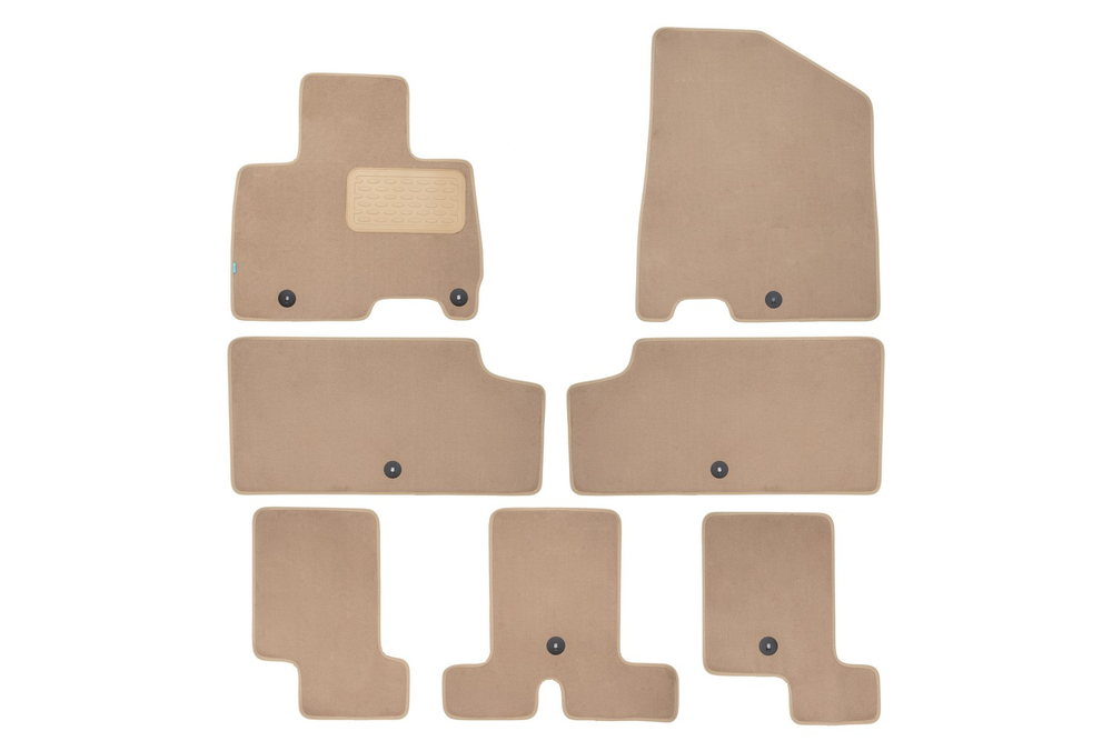 Коврики в салон для KIA Carnival Premium, 2020-, минивэн., 7шт.(текстиль, бежевые) KLEVER0402507022112KH