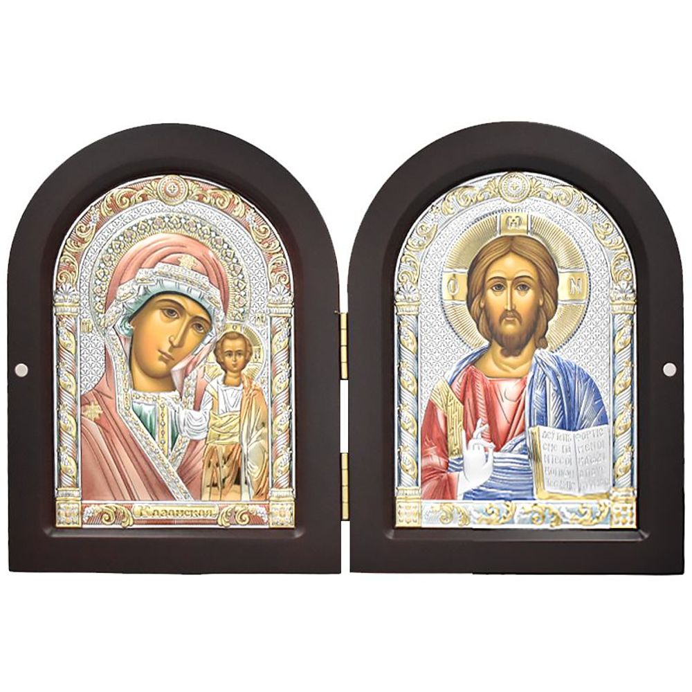 Складень с иконами Казанской Божией Матери и Спасителя. 15 x 20 см