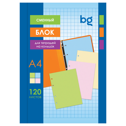 Сменный блок 120л., А4, 4 цвета, пленка т/у, с вкладышем, BG