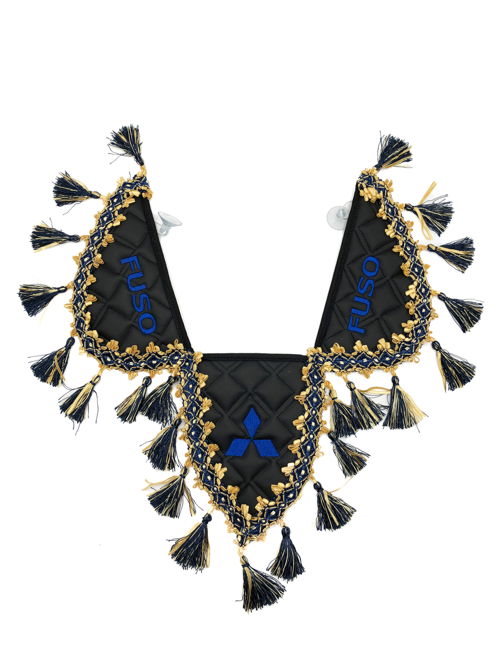 Вымпел тройной Fuso (экокожа, черный с синими кисточками)