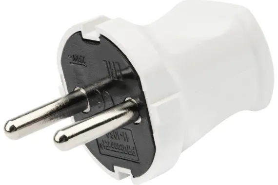 Вилка электрическая Viko 6А без заземления белая 05978