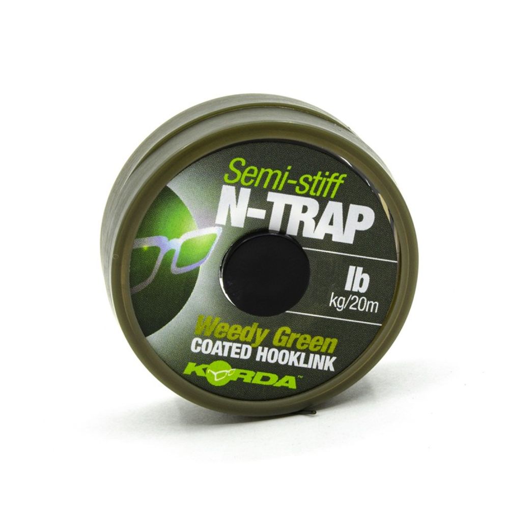KORDA Поводковый материал N-Trap Semi-stiff 20lb Weedy Green