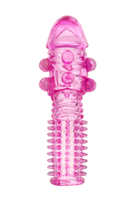 Гелевая розовая насадка с шариками и шипами - 14 см. (Цвет: розовый)