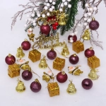 Набор украшений «Волшебный новый год» 16*7.5*8 см (32 предмета), Золото/рубин