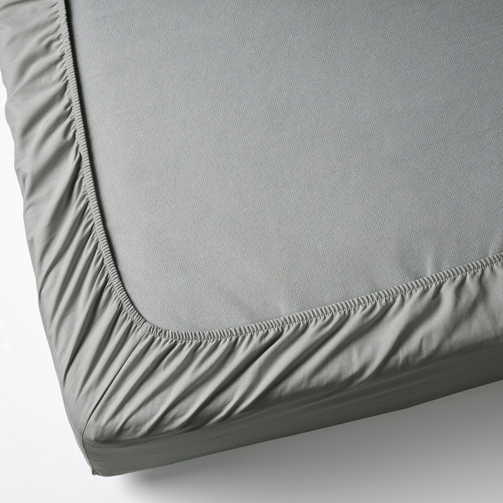 IKEA DVALA  (ИКЕА ДВАЛА)  -  Простыня на резинке, светло-серая, 90x200 см