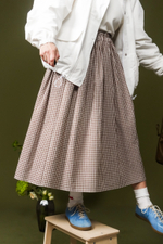 Юбка из хлопка, коричневая клетка