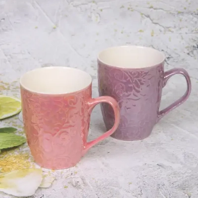 Кружка керамическая 370мл «Вензеля» перламутровый микс