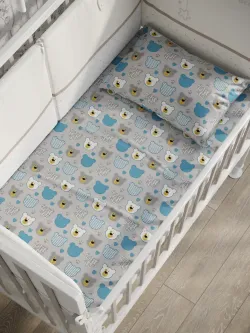 Наволочка комплект 2шт бязь Сказка "Мишки пэчворк" 40x60 см на молнии