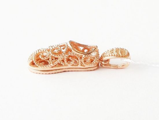 Подвеска Тапочка святого Спиридона. Ажурная. Позолота.