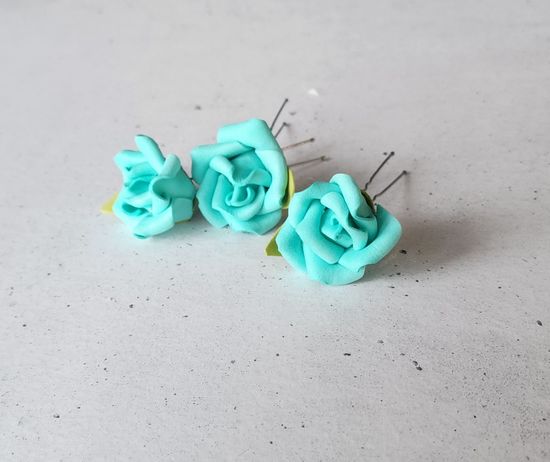 Набор шпилек "Розы большие" латекс, 3 шт, бирюза