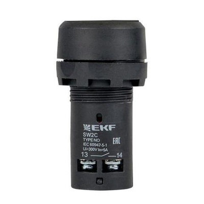 Кнопка SW2C-11 с фиксацией черн. NO+NC PROxima EKF sw2c-11f