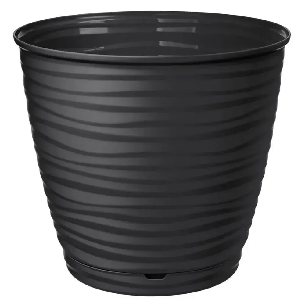Горшок для цветов Saffron 1,5 л с поддоном (черный)