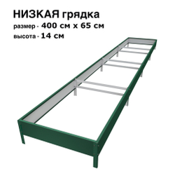Оцинкованная грядка 400см x 65см высота 14см с полимерным покрытием RAL 6005 зелёный мох | АЙГРЯДКИ!