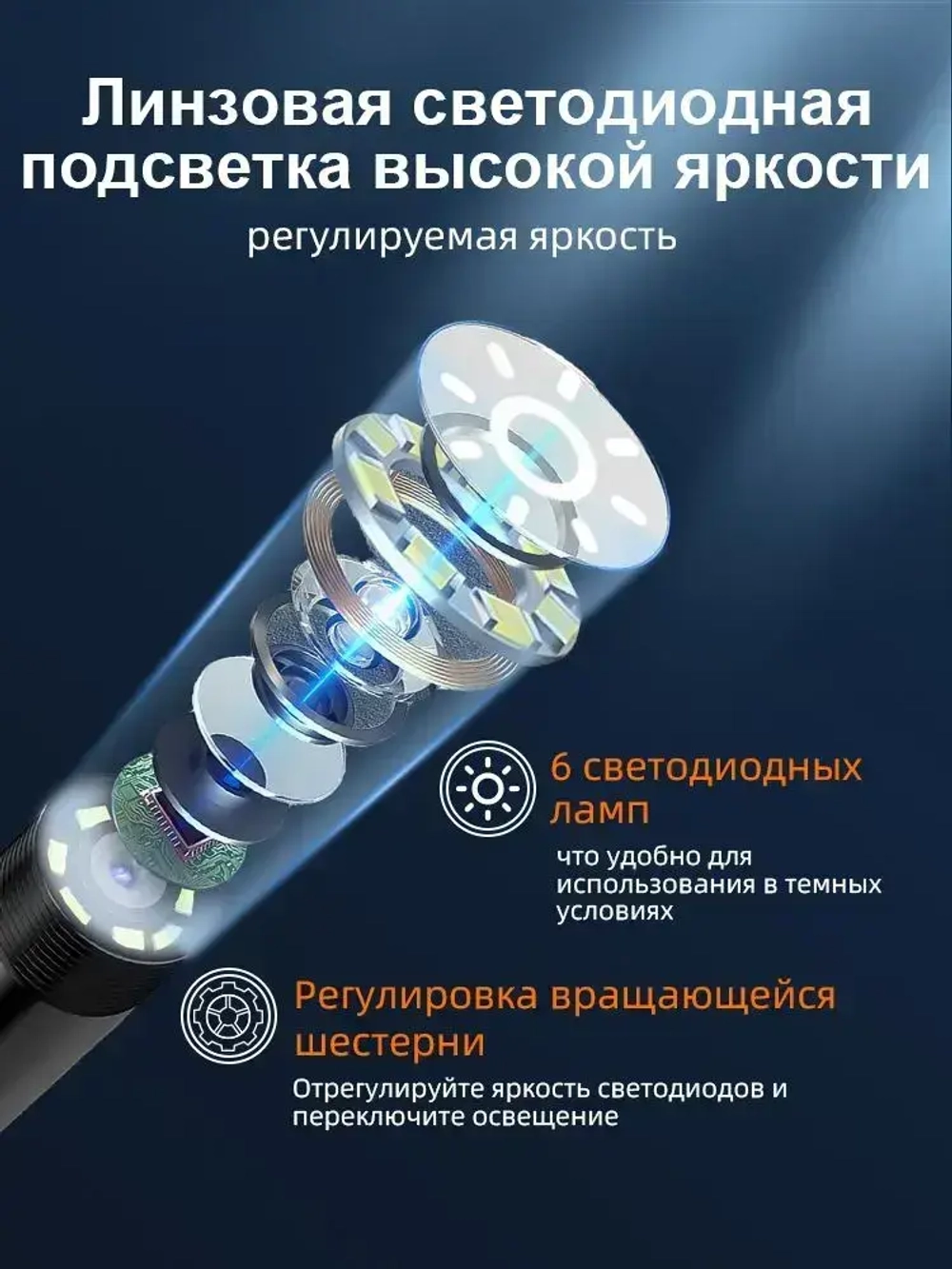 длиной 3 метра,Эндоскоп для смартфона, Гибкая камера,для смартфона Android, IOS ,Type-C,Lighting,Micro USB