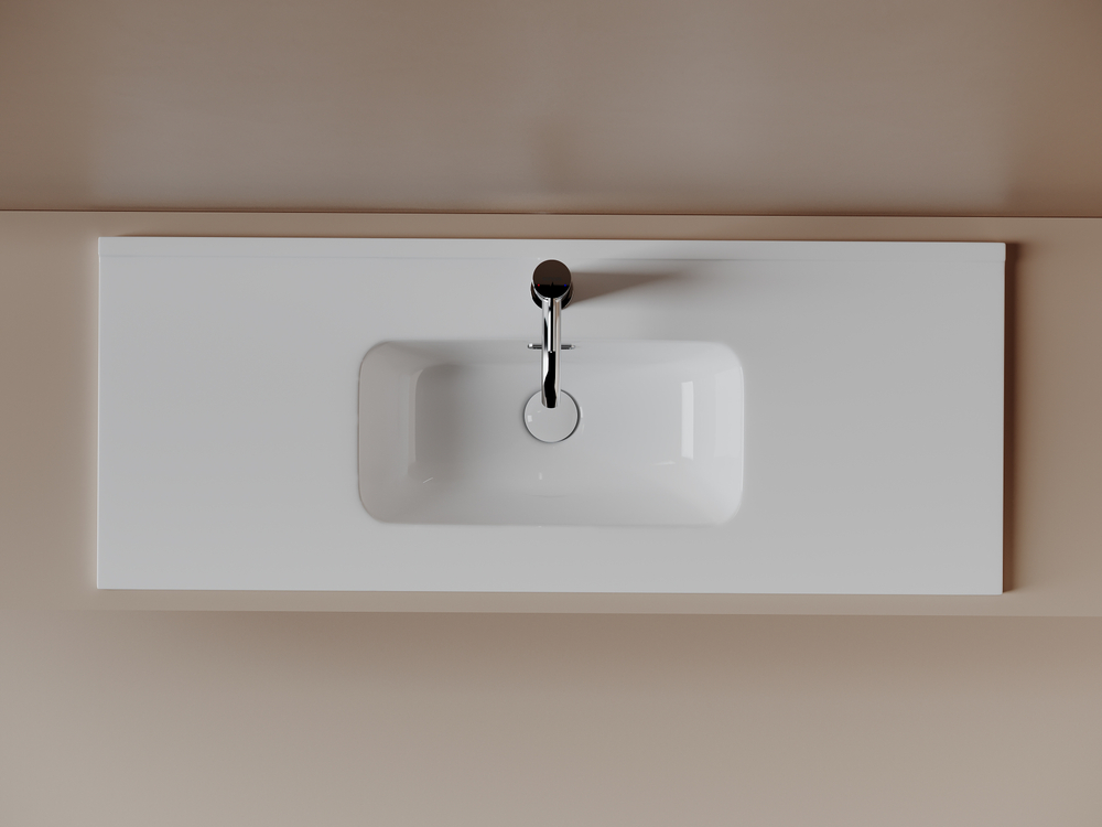 CN7027 Раковина мебельная накладная Compact 1010x395x175, цвет белый