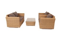 "Капучино Сингл" лаунж-зона из искусственного ротанга, цвет соломенный