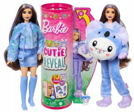 Кукла Mattel Barbie Cutie Reveal - Костюмы животных - Кукла в костюме кролика-коалы с 10 сюрпризами - Барби HRK26