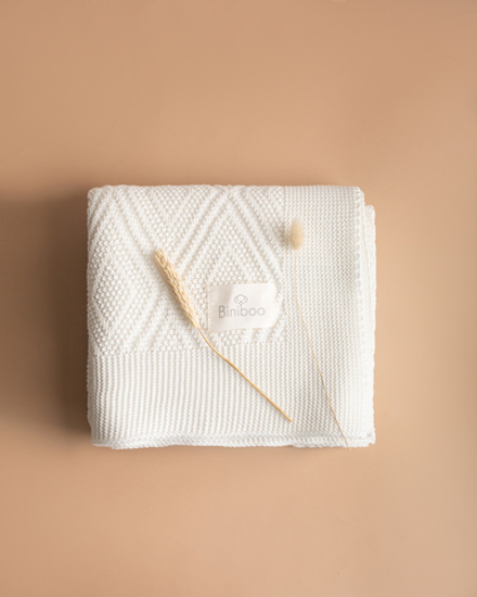 Плед вязаный Classic Biniboo молочный