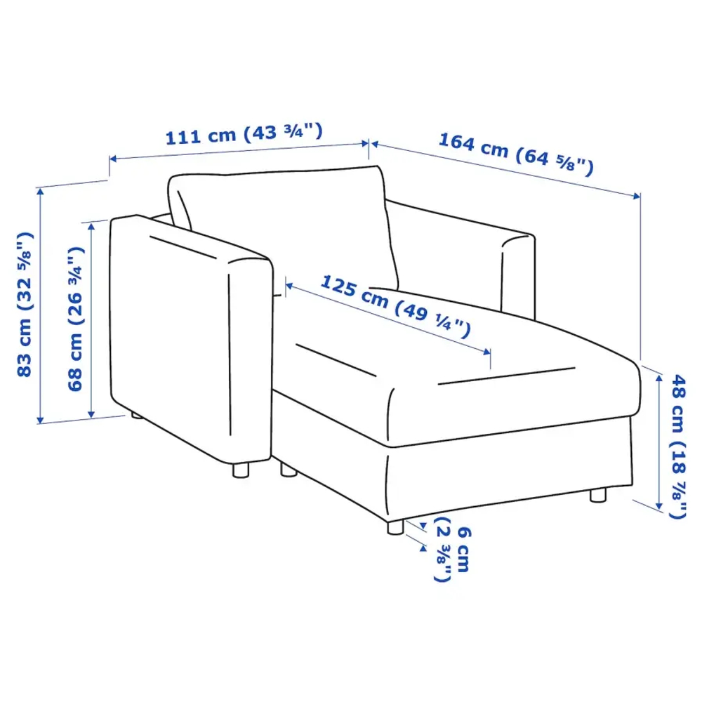 Кресло-кровать - IKEA VIMLE, 111х164х83 см, серый, ВИМЛЕ ИКЕА