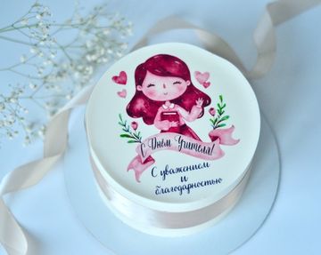 Торт на День учителя с фотопечатью № 1059