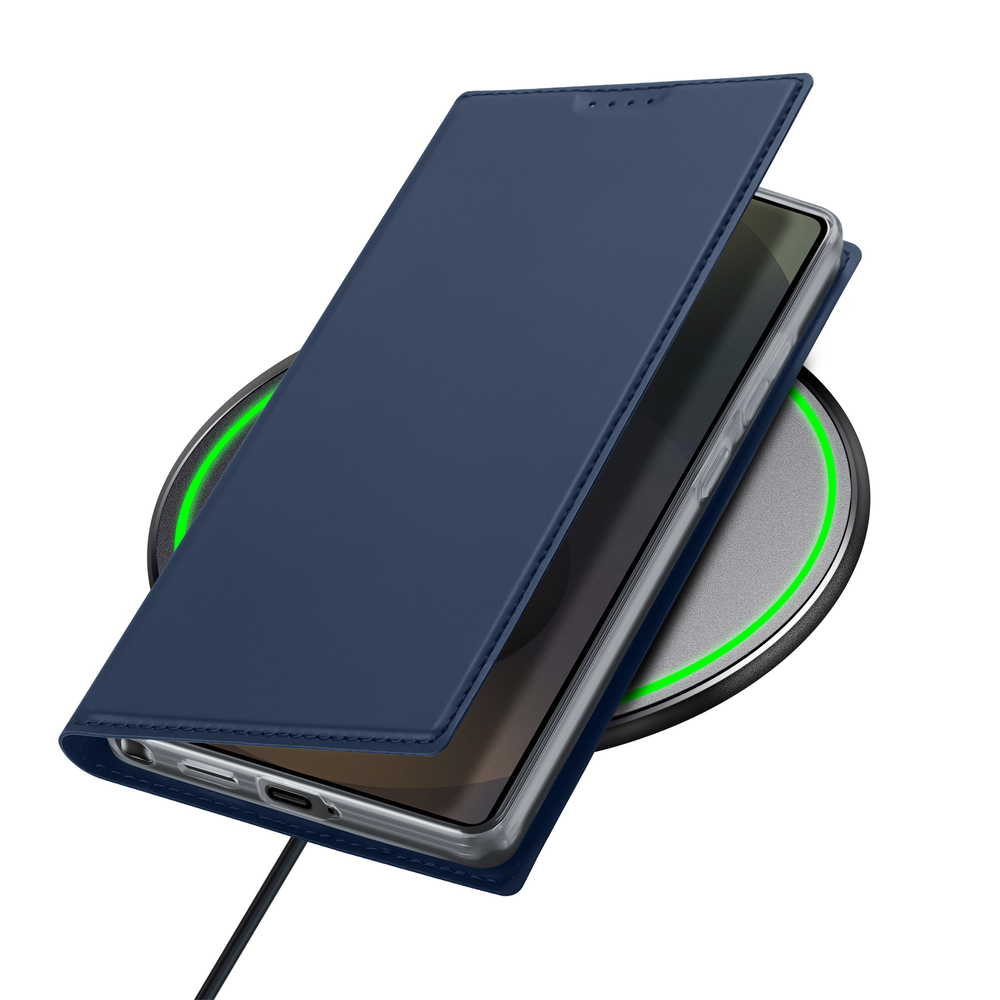 Чехол книжка из PU кожи синего цвета от Dux Ducis для Samsung Galaxy S25 Ultra, серия Skin Pro Series Case