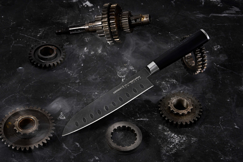 Нож кухонный Сантоку 18см Samura Mo-V Stonewash SM-0094B/K