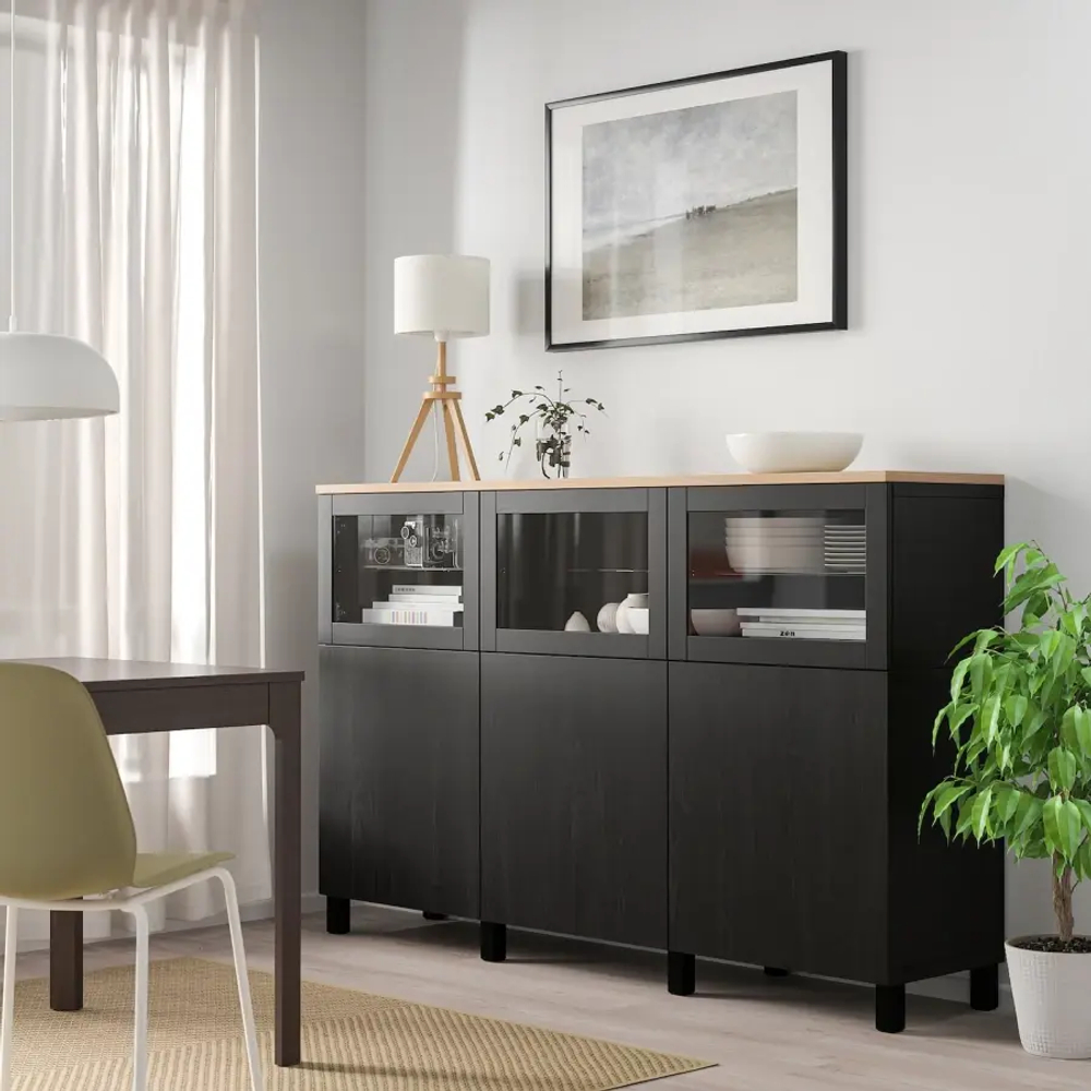 Комбинация для хранения - IKEA BESTÅ/BESTA/БЕСТА/БЕСТО ИКЕА, 180x42x114 см, черный