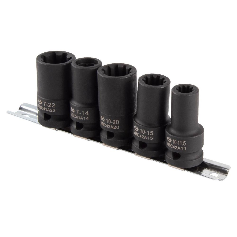 KING TONY (9BC4A05MP) Набор специальных головок 1/2", для монтажа / демонтажа тормозных суппортов, 5 предметов