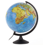 Глобус Земли 320 мм "Двойная карта" рельефный с подсветкой, на пластиковой подставке