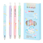 Ручка гелевая, пиши-стирай, автоматическая, Basir, синие чернила, серия "Единорог", 4 цвета корпуса, 12 шт