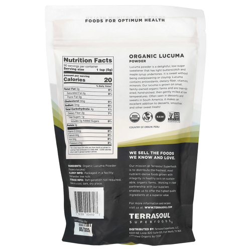 Terrasoul Superfoods, лукума в порошке, «золото инков», 454 г (16 унций)