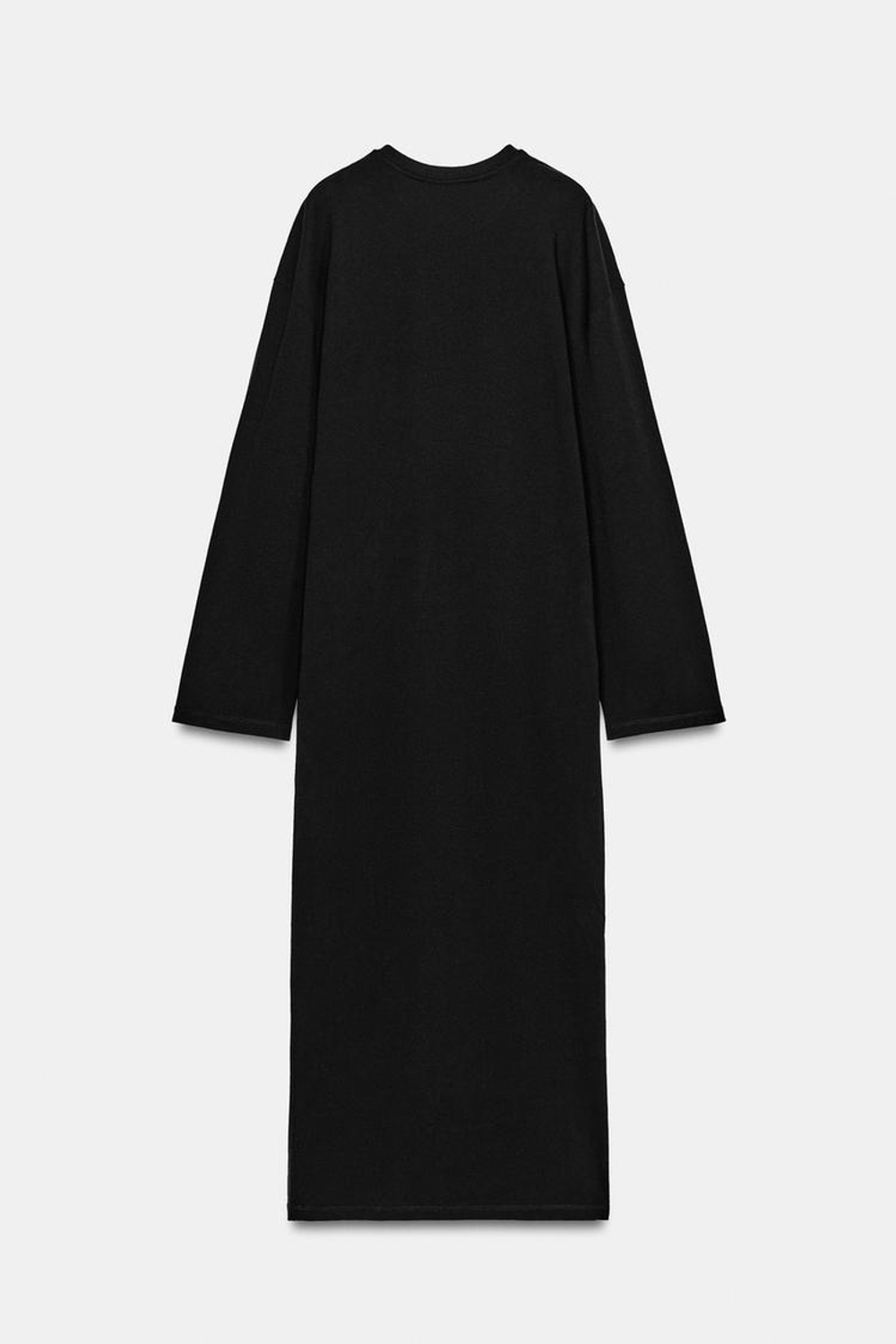 ZARA ДЛИННОЕ ХЛОПКОВОЕ ПЛАТЬЕ, ЧЕРНЫЙ