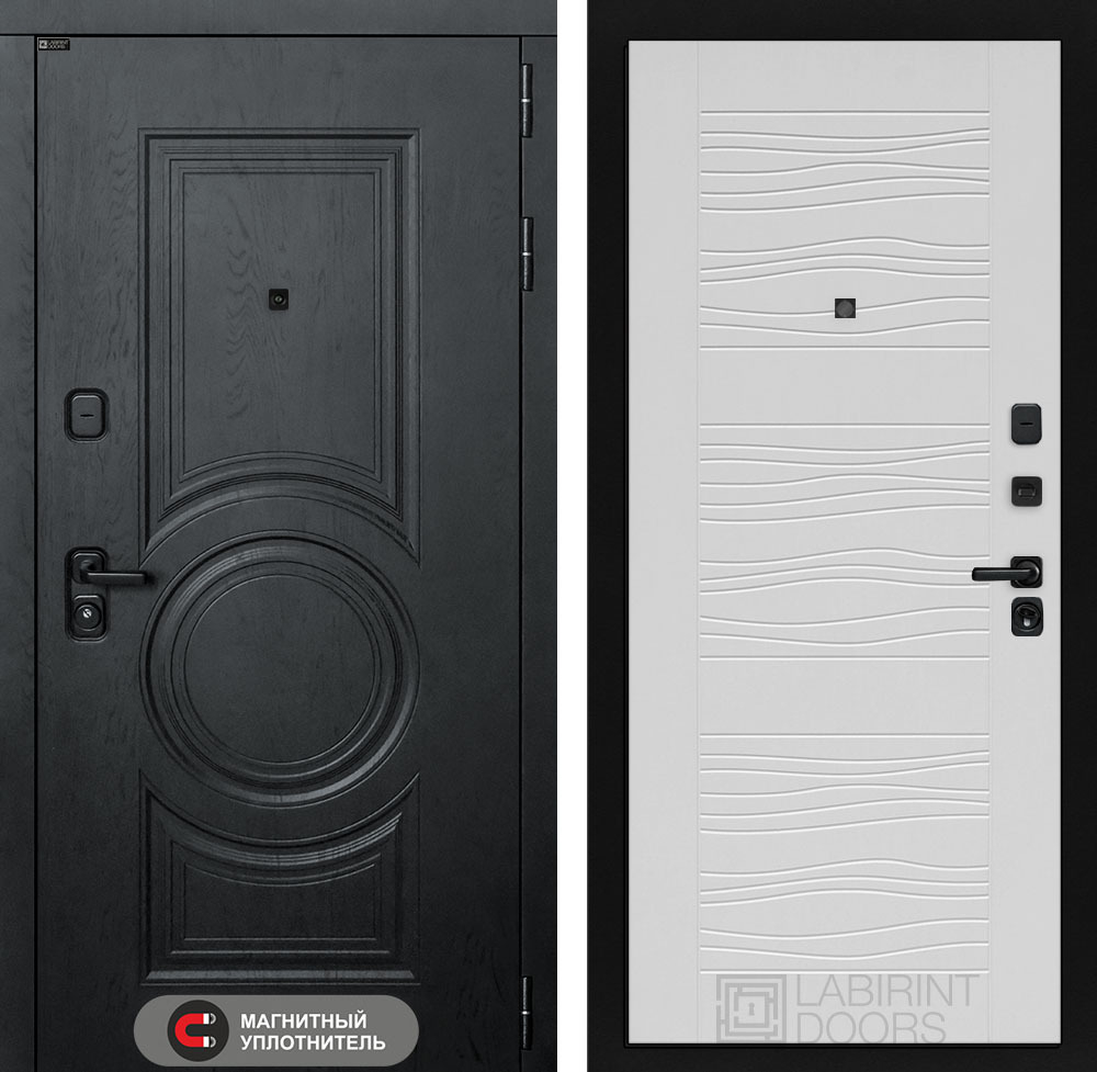 Дверь входная Лабиринт GRAND 06 Белое дерево металлическая