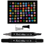 Маркер для скетчинга, двусторонние, Touch Aibao, четырёхгранные, 14 мм, спиртовые, 80 шт