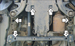Защита КПП. 3 мм, Сталь. для Volkswagen Touareg 2002-2018, Porsche Cayenne 2002-2007, Volkswagen Touareg/ Porsche Cayenne 2002- MOTODOR.12708