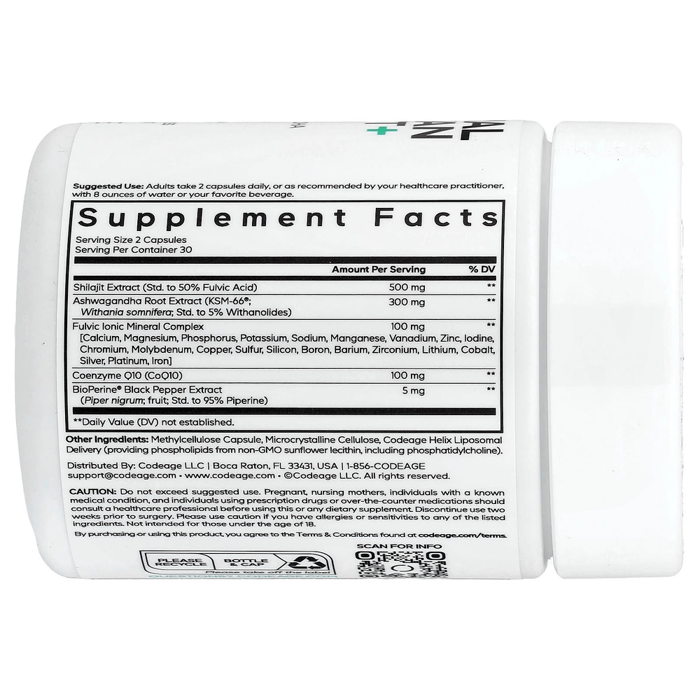 Codeage, Eternal, липосомальный гималайский мумие+, 60 растительных капсул