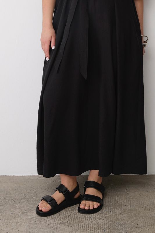 Сандалии из натуральной кожи на липучках, черный